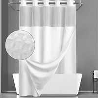 Rideau de douche sans crochet avec Snap in Liner Set Rideau de douche en gaufré blanc pour salle de bain