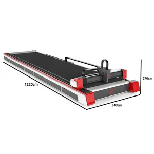 Máquina de corte de metal do laser da cama única 12025 12000*2500mm, grande formato 6000w-20000w cnc