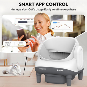 PETAOK Mini-<span class=keywords><strong>E</strong></span> Bac à litière intelligent 65L Grande capacité Silencieux Nettoyage automatique Contrôle des odeurs Contrôlé par l'application Tuya Ouverture supérieure pour tous les chats - Product Image 3