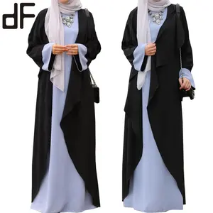 Oem Moslim Vrouwen Kleding Mode Open Voorzijde Abaya Slip Jurk Vloer Lengte Vlakte Lange Burkha Ontwerp Islamitische Jurk Abaya