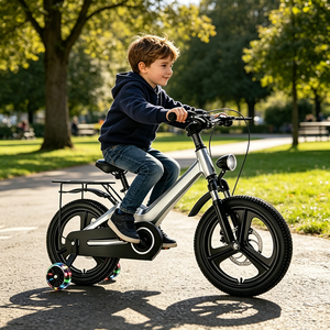 Bicicletta per Bambini da 5-8 Anni con Ruote da 16 Pollici <span class=keywords><strong>e</strong></span> Set di Ruote Stabilizzatrici per Facilitare l'Apprendimento della Guida - Product Image 2