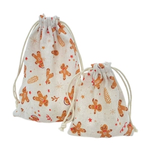 Bolsas de Regalo de Tela con Cordón, Diseño Navideño, Impresión Personalizada, Bolsa Promocional - Product Image 2