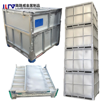 Boîte à palettes en acier pliable, empilable, durable, pour entrepôt de transport, galvanisée