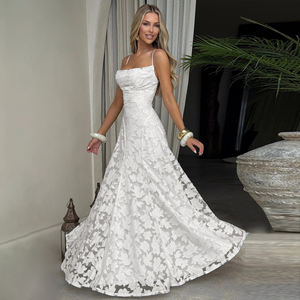 ชุดเดรสทรงเอเปิดหลังสายสปาเก็ตตี้แบบธรรมดาชุดเดรสยาวถึงพื้นชุดเดรสปาร์ตี้เซ็กซี่ - Product Image 2