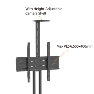 Carrito Móvil para TV de Acero de 800*600 mm con Ruedas y Soporte para Pantalla, Altura Ajustable - Product Image 3