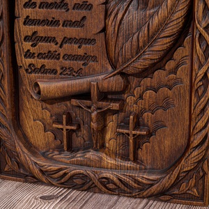 <span class=keywords><strong>Plaque</strong></span> murale en bois avec portrait de Jésus et verset biblique du Psaume 23, décoration religieuse chrétienne pour la maison, l'église, cadeau - Product Image 5