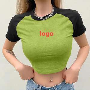 Camiseta Corta de Alta Calidad Personalizada para Mujer, Estilo Baby Tee con Parches, 100% Algodón - Product Image 1
