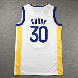 Nuevos Estilos 2025 y Venta Caliente, Popular Camiseta de Baloncesto Masculina Bordada en Blanco y Amarillo # Camiseta de Stephen Curry del Warriors número 30 - Product Image 2