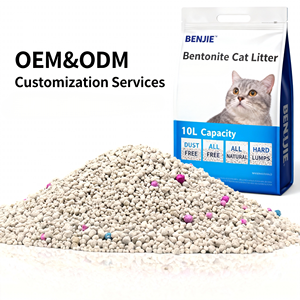 ทรายแมวเบนจี้ OEM ปลอดสารพิษ ดูดซับเร็ว จับตัวเป็นก้อนง่าย ทำความสะอาดง่าย ปราศจากฝุ่น ทรายแมวเบนโทไนต์คุณภาพพรีเมียม - Product Image 1