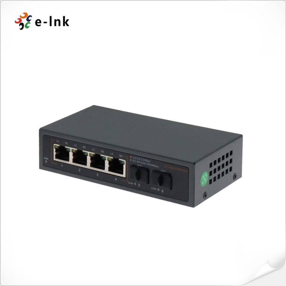 Fiber Ethernet Switch 4 Ports 2.5G to 2-Port 10G SFP+ Unmanaged Ethernet Switch