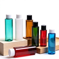 Klare Blaue, Bernsteinfarbene, Weiße und Schwarze 100ml Leere Flaschen mit Flachschultern aus PET für Lotion, Plastik-Shampooflaschen für Toner mit Schraubverschlüssen