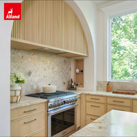 Armoires de cuisine modernes Allandcabinet Fluted Island Slim Shaker Base pour four et micro-ondes avec hotte arquée