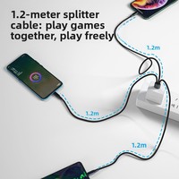 Kabel Data Tiga-dalam-Satu Kompatibel dengan Android & untuk Mobil, Bahan Anyaman Dual Type-C, Jaket Kepang, Pengisian Cepat 6A