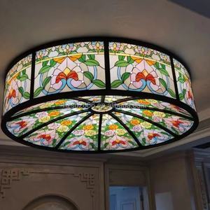 Dôme intérieur en verre Tiffany de style européen personnalisé en usine avec cadre en fer pour l'éclairage des maisons, hôtels, bâtiments et restaurants - Product Image 1