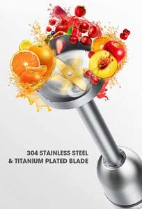 3-में-1 विसर्जन हाथ ब्लेंडर, शक्तिशाली 2-गति के साथ हाथ में छड़ी ब्लेंडर स्टेनलेस स्टील ब्लेड, हेलिकॉप्टर, बीकर, Whisk - Product Image 5