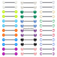 36 Pièces Piercings en Acier Chirurgical pour Lèvres et Langues, avec Boules Acryliques Lumineuses Foncées, Bijoux Corporels pour Femmes et Hommes