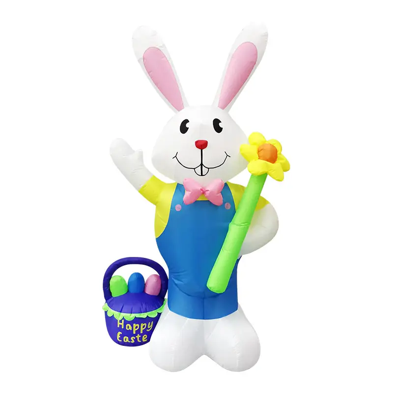 New Products Cartoon Inflatable Model Outdoor Decorations Blow up Bunny Easter Inflatables with Led Light