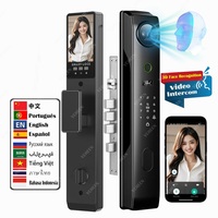 Serrure de porte électronique intelligente Polyglot avec application téléphonique Wifi Tuya, reconnaissance faciale et d'empreintes digitales, serrure numérique, mot de passe, carte-clé, serrure à mortaise