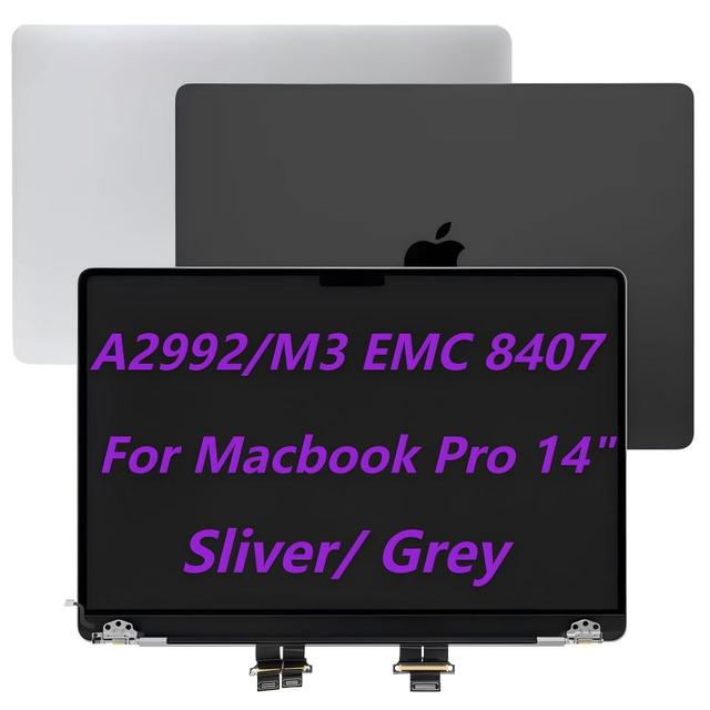 Factory LCD Screen Display Assembly for MacBook Air Pro LCD Replacement MacBook Pro M3 A2992 14 Inches Screen Silver Grey