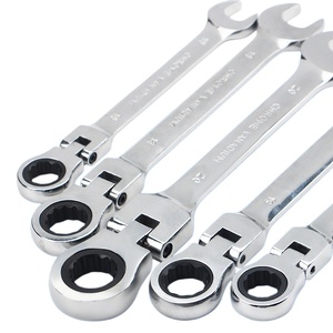 Llave combinada de doble extremo con trinquete y cabeza flexible, llave combinada de boca abierta, herramienta de ferretería pulida a espejo para reparación automotriz - Product Image 2
