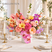 Fleurs artificielles en soie Dallisten, arrangements floraux colorés pour mariage avec vase pour la décoration de centre de table de mariage