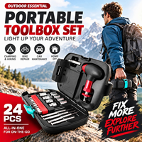 Kit d'outils de bricolage 24-en-1 avec lampe de poche, ensemble d'outils manuels pour la réparation à domicile, l'entretien et les cadeaux promotionnels