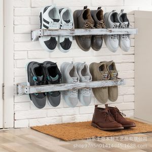 Wooden Wall Mounted <b>Shoe</b> Rack 2 Tier <b>Space</b> <b>Saving</b> <b>Storage</b> Organizer For Entryway <b>Shoes</b> - Product Image 4