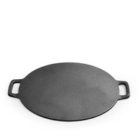 Wajan Panggang Besi Cor Bulat Berlapis Anti Lengket dengan Pegangan Samping Ganda untuk Pancake dan Tortilla