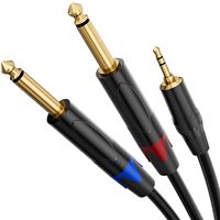 1/8 ila 1/4 Stereo Kablo 6.6FT 3.5mm TRS - Çift 6.35mm TS Kablo