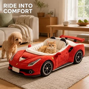 Maison pour animaux de compagnie de luxe, écologique et tendance, forme rectangulaire, pour chats et chiens, design de voiture de sport rouge, couleurs personnalisables, très vendue - Product Image 2