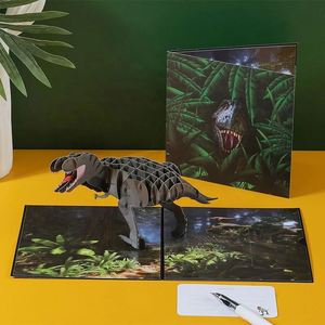 Carte pop-up dinosaure découpée en papier pour décoration de fêtes et cadeaux - Product Image 2