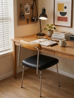 Chaise de salle à manger en cuir véritable Bauhaus - Sensation de luxe léger - Cuir pleine fleur noir - Pour la maison et l'hôtellerie - Chaise rembourrée
