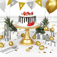 Soporte Redondo de Metal Dorado para Tartas y Postres, Decoración para Fiestas y Eventos, Soporte para Tartas de Boda