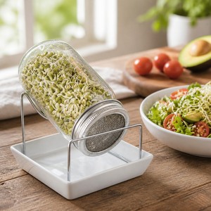 Kit de Jarra de Vidrio de Borosilicato para Germinación con Soporte y Bandeja de Acero Inoxidable para Cultivo de Semillas - Product Image 1