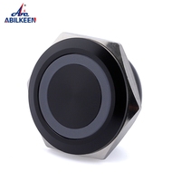 12/16/19/22mm interrupteur à bouton-poussoir en métal étanche bouton d'alimentation plat circulaire lumière LED interrupteur à bouton autobloquant 5v 12v 24v 220v