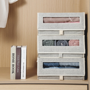 Fabric <b>Storage</b> <b>Box</b> Stackable Flip Top Transparent Clothing Organizer Gray Beige Rectangle Under Bed Toy <b>Storage</b> Bin - Product Image 1