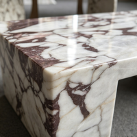 Table basse de luxe pour salon en marbre Calacatta Viola, grande table de café, ensemble de tables basses de luxe, plateau ajouré moderne sur piétement