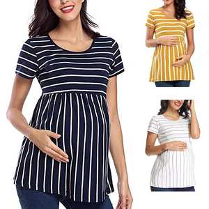 เสื้อผ้าสตรีลายดิจิตอลสำหรับคนท้อง เสื้อยืดคอกลมแขนสั้นสำหรับหญิงตั้งครรภ์ ผลิตจากโรงงานเสื้อผ้าเวียดนาม - Product Image 1