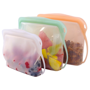1000ml Reusable Leakproof Square Food Storage Preservation Bags BPA <b>Free</b> Silicone Zip Lock Freezer Safe Eco-Friendly for - Product Image 1
