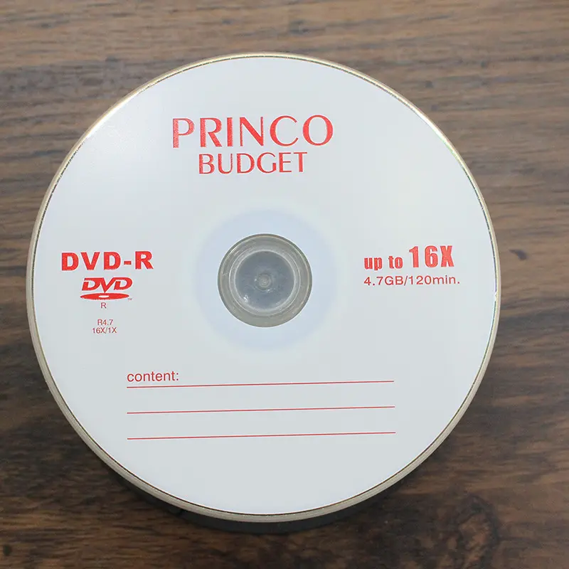 แผ่นดิสก์เปล่า PRINCO ที่ขายดีพร้อม1-16X 4.7GB DVDR