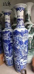 Grande vaso di fiori in <span class=keywords><strong>ceramica</strong></span> a collo lungo <span class=keywords><strong>blu</strong></span> bianco porcellana modello scenario tradizionale pavimento per uso domestico - Product Image 3