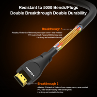 Câble HDMI 2.0 Premium A466 4K, Fourniture d'usine, Plaqué Or, Prise en charge HDMI Mâle-Mâle, pour Audio & Vidéo