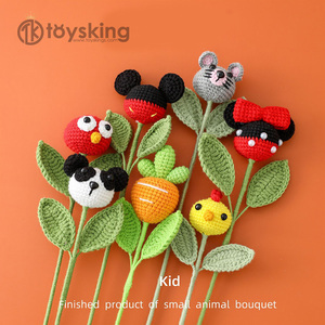 Bouquet di Fiori in Filato a Forma di Frutta e Verdura per Animali Piccoli, Decorazione per la Festa dei Bambini, Bouquet Finito con Motivi Carini di Mickey, Panda e Pulcino - Product Image 6