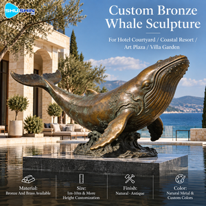 Sculpture de <span class=keywords><strong>baleine</strong></span> en bronze côtier, moulée à la cire perdue, statue d'animal marin, décoration extérieure durable pour hôtel, cour, complexe hôtelier, place artistique - Product Image 2