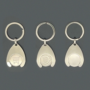 R2LE Supermarché Chariots Sacs Pratique Panier Pièce Porte-clés Euro/Blanc Motif Fiable Porte-clés 25mm Métal Matériel - Product Image 6