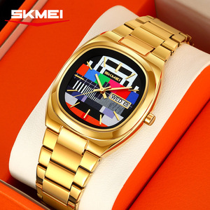 Skmei Men's Quartz Watch Stainless Steel Band Analog Calendar Waterproof Day Date Casual Wristwatch - Product Image 1