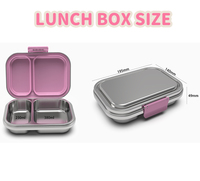 Nouvelle arrivée, boîte à lunch scolaire pour enfants, réutilisable, étanche, 2 compartiments, acier inoxydable 304, boîte à lunch bento de qualité alimentaire pour enfants