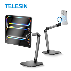 Support de téléphone de bureau Telesin, rotation à 360°, réglable pour iPhone et tablettes, support magnétique <span class=keywords><strong>en</strong></span> aluminium pour bureau - Product Image 3