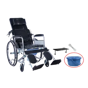 Perangkat rehabilitasi grosir untuk penggunaan keluarga Kursi roda kursi Roda portabel lipat orang tua dengan tempat tidur menyusui toilet
