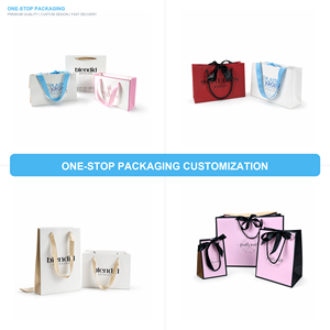 Sacs en papier kraft blanc de luxe personnalisés avec votre propre logo et poignées en ruban pour les expositions et les emballages cadeaux - Product Image 3